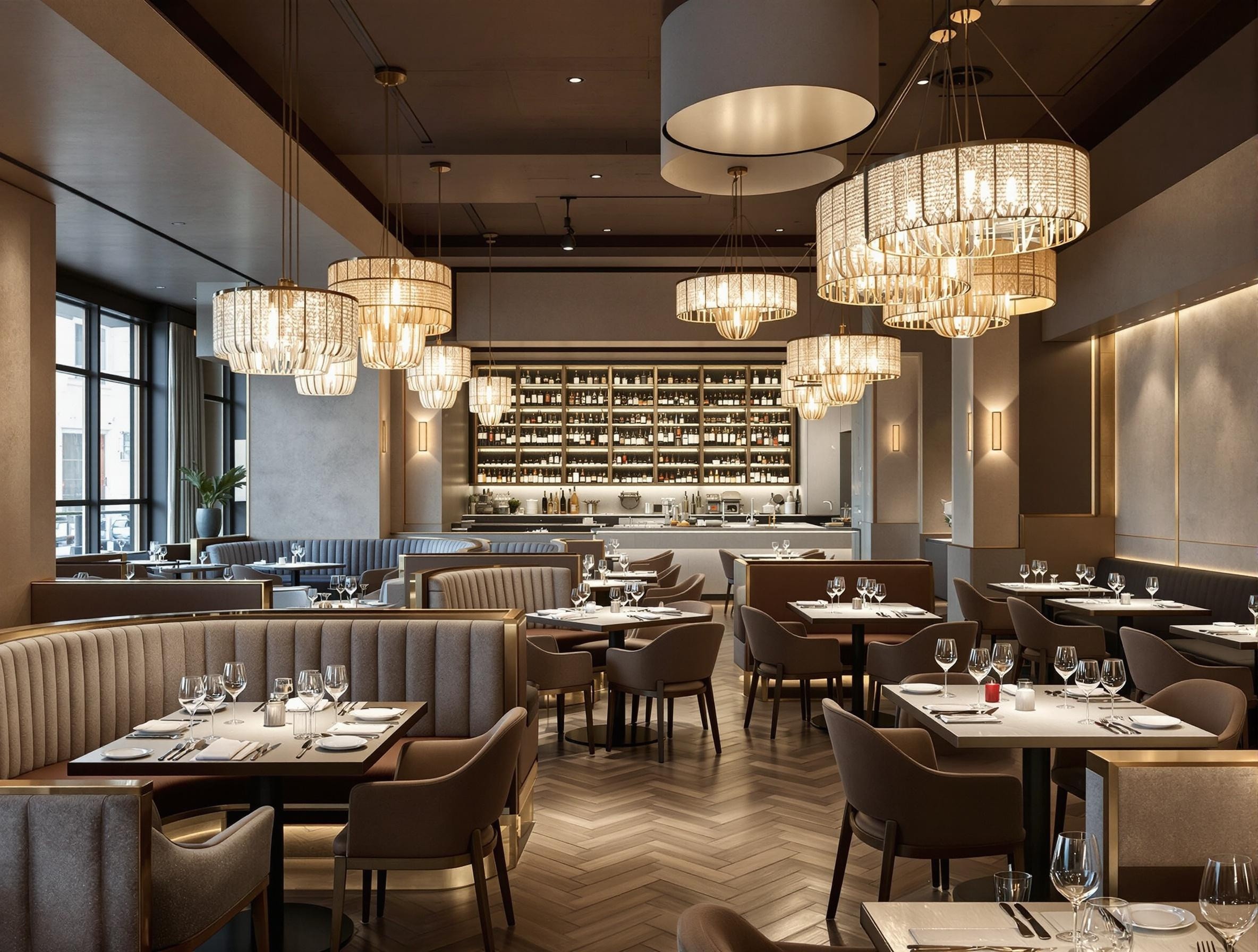 Fine dining restaurant with panoramic city views